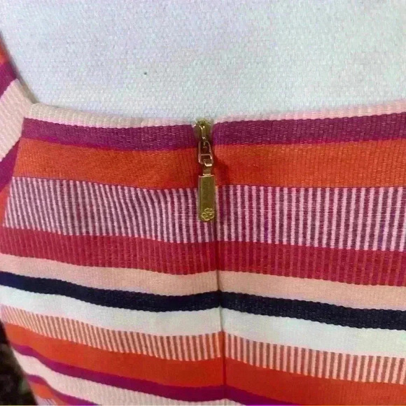 Trina Turk Sheath Dress Size 8 Halter/Racerback Pink Coral Stripes Party Shower - Picture 7 of 8